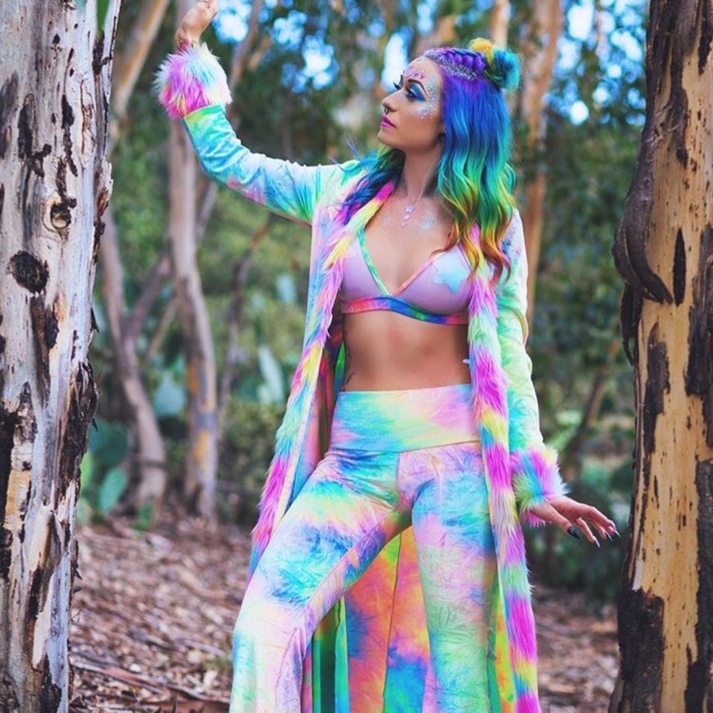 🌟ISO Rainbow Velvet Fur Jacket🌟 - Picture 3 of 4